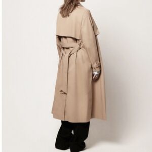 NEW! ICICLE Wool-Silk Lightweight Trench Coat In Beige Size 2